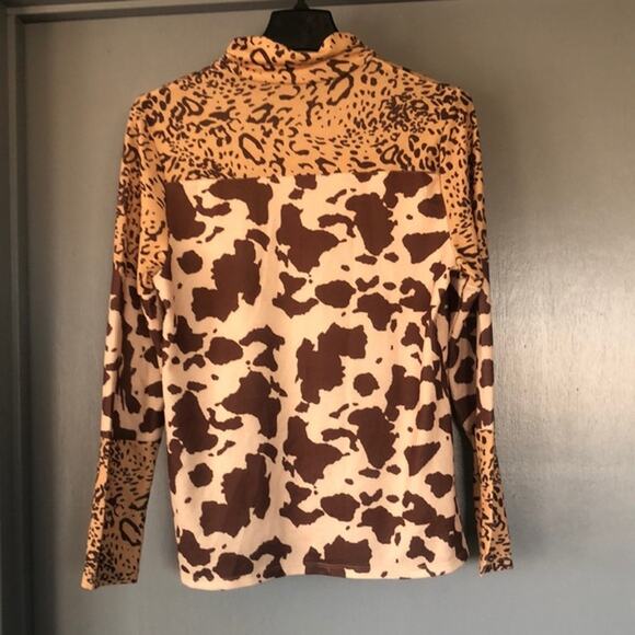 Women's Pullover Animal Print Top Size Small Long Sleeves Mock Neck - Picture 1 of 5